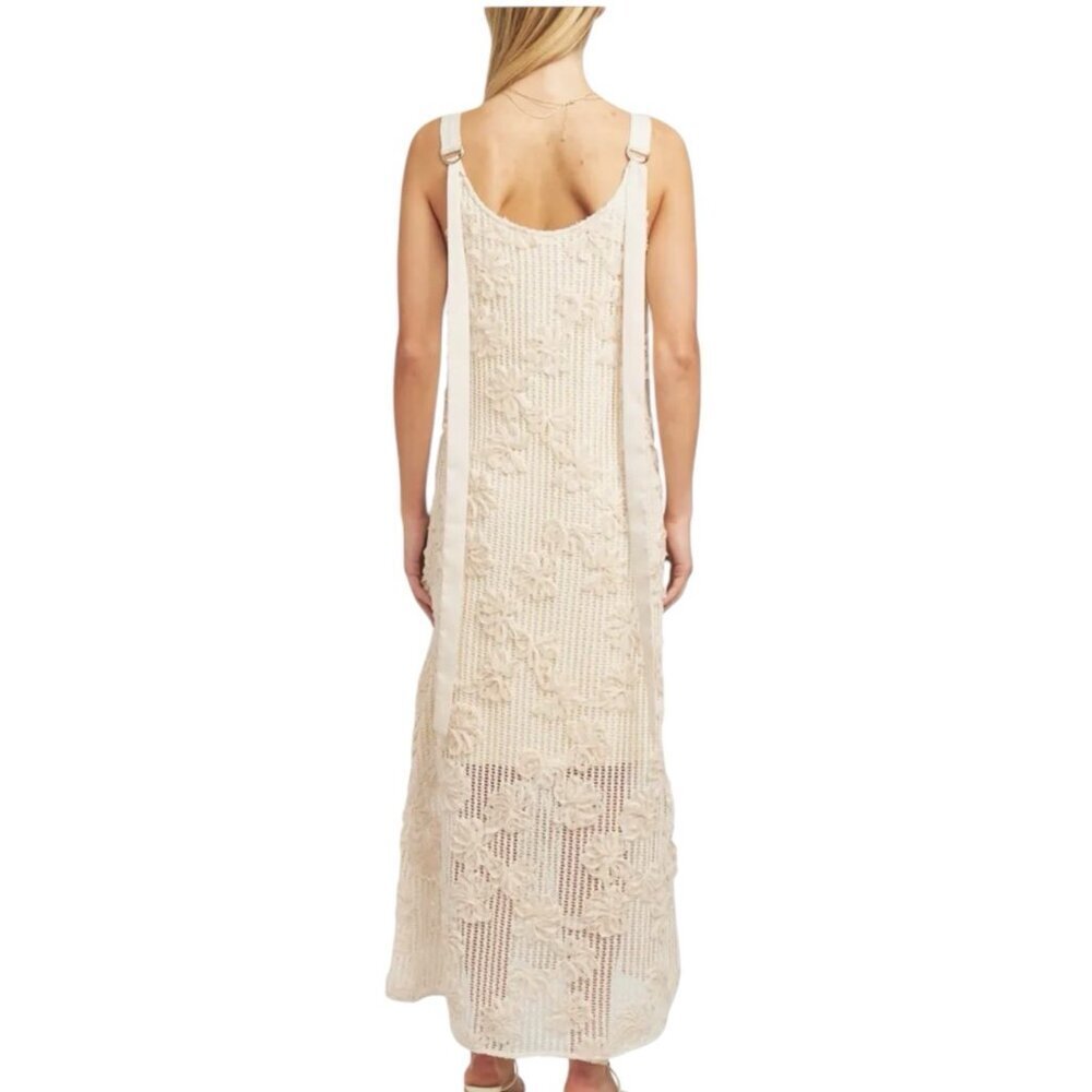 NWT En Saison Reese Floral Appliqué Crochet Ivory Maxi Dress Womens Large - Picture 3 of 14
